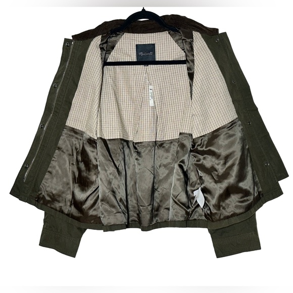 NWT Madewell Waxed Zip-Front Jacket in Trench Green, Corduroy Collar, NW759, M - Picture 11 of 16